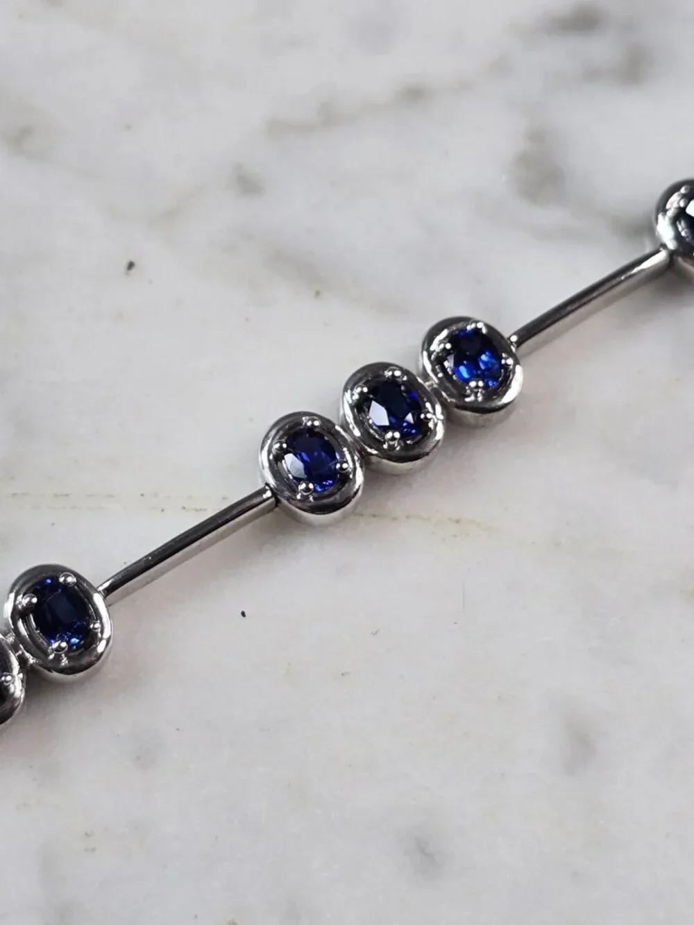 Womens Vintage Estate Sterling Silver Modernist Sapphire Bracelet 13.1g #E4181